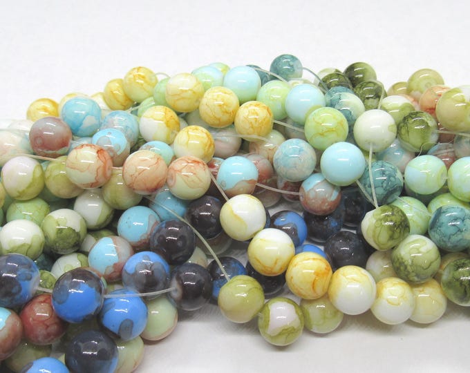 Choice of Color 1 Strand Baking Painted 10mm Round Glass Beads