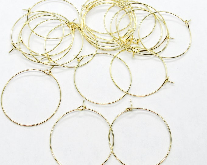 30 Gold Tone Alloy Wine Glass Charm Round Hoops 30mm  (A203m)