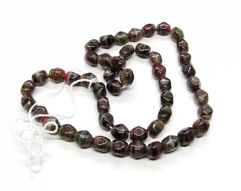 1 Str 5mm Beveled Diamond Barrel Czech Hurricane Glass Beads - Multi Swirl (A71i)