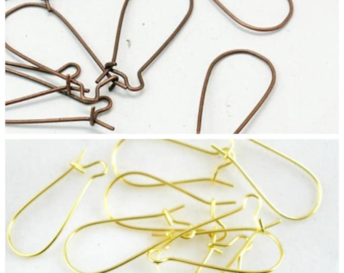 25 Pr Choice of Color Kidney Ear Wires 25x12mm-21g  (A3/a247c)