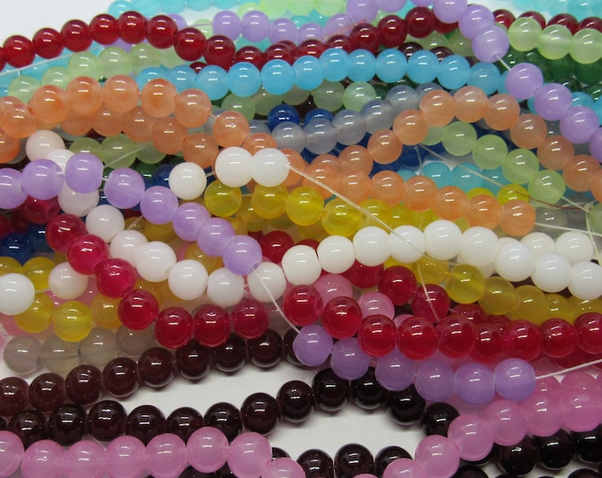 1 Strand 8mm Choice of Color Round Imitation Jade Glass Beads