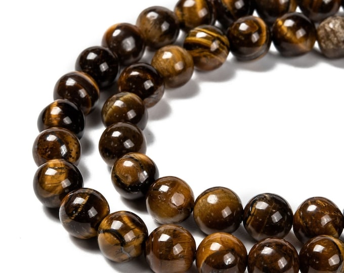 1 Strand 8mm Round Natural Tiger Eye Beads (A302g)