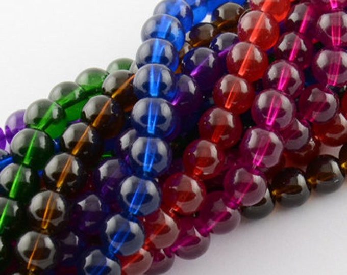 1 Strand 8mm Choice of Color Spray Painted Transparent Glass Beads (A379/384)