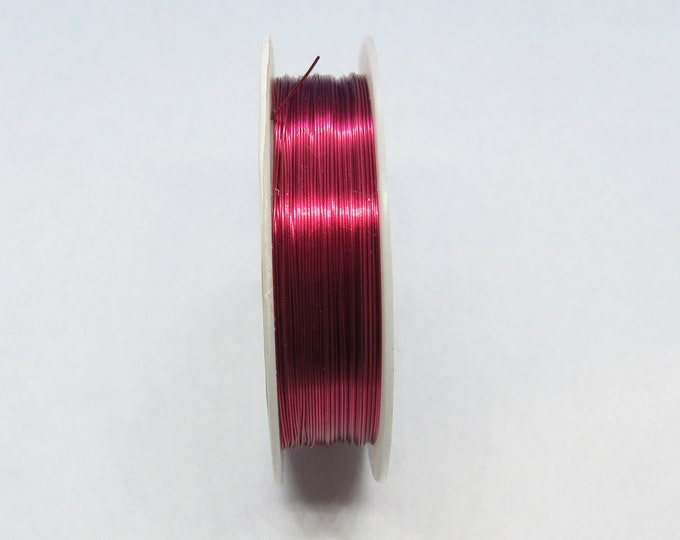 1 15M Spool Copper Beading Wire Thread Cord Round Fuchsia/Red 0.4mm Dia.(26 gauge) (A1i)