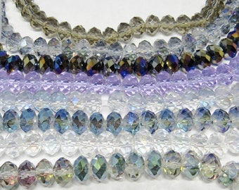 Choice of Color 1 Strand Faceted 8x5mm Rondelle Tiara Glass Crystal Beads (A66a-i)