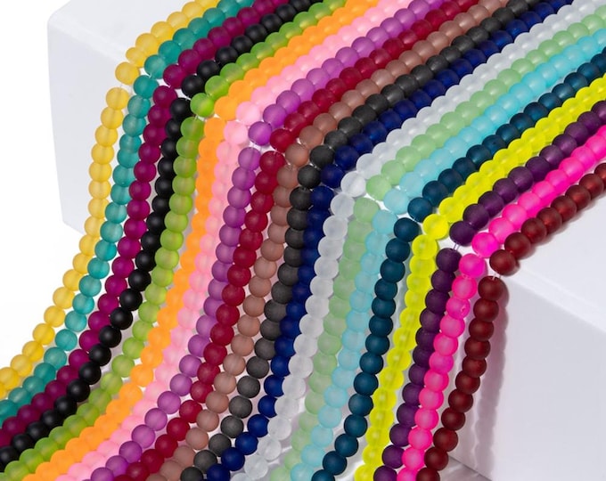 Choice of Color 1 Strand 8mm Frosted Glass Beads