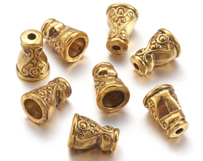 50 Antique Gold Tone Alloy Bead Cones 7.5x10mm (A132g)