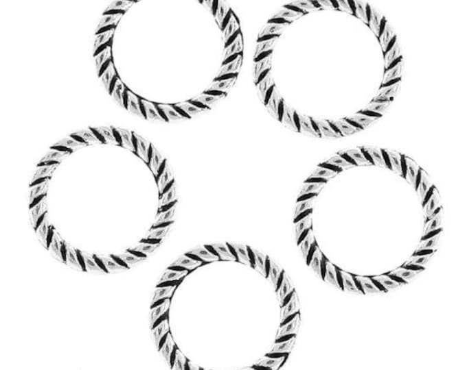 70 Pcs Antique Silver 8mm Braided Soldered Closed Jump Rings   (A80e)