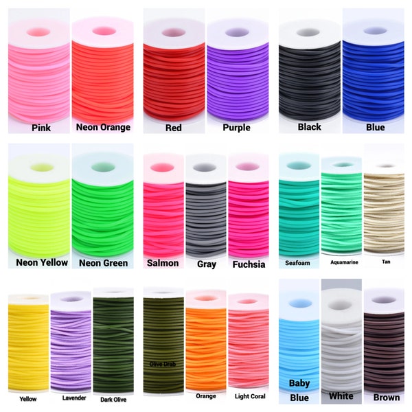 Choice of Color 2mm-3mm or 4mm Hollow Rubber Jewelry Tubing