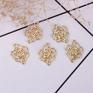 10 Gold Plated Flower Design Connector Links 17x14mm (A262i)