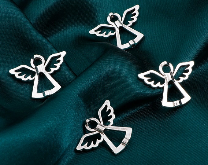 10 Silver Tone Alloy Angel Bead Frames 29x22mm (A222a)