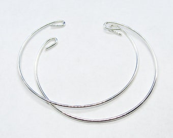 2 Silver Plated Copper Open Cuff Bracelets 7 5/8" (A37L)