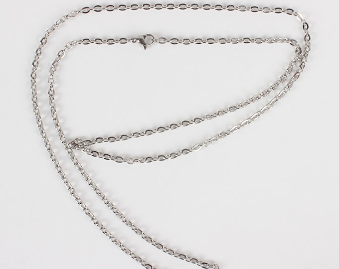 304 Stainless Steel Platinum Tone Cross Chain Necklaces 19.7" (A229g/322f)