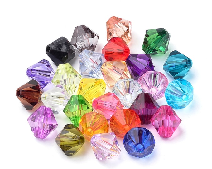 Transparent Mixed Color 6mm Faceted Bicone Transparent Acrylic Beads (A239f/g)