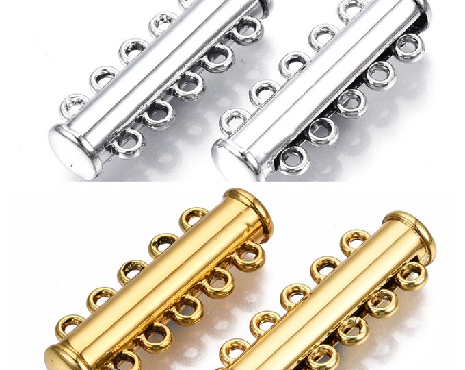 Choice of Color 5Pc 5-Strand Brass Magnetic Slide Lock Clasps (A399c/d)