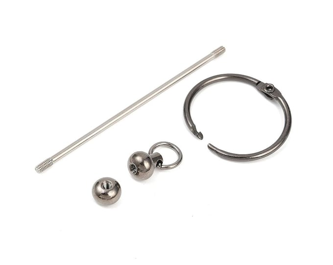 2 Iron Bar Beadable Keychains for Jewelry Gunmetal 112mm (A102f)