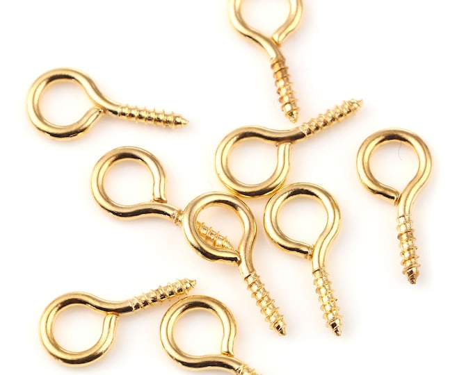 Gold Plated Alloy 14x7mm Eye Screw Bails  (A246k/L)