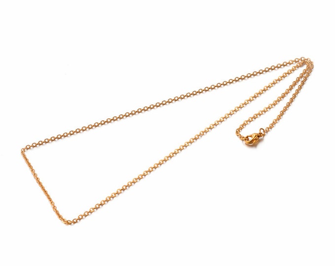 5 (304) Stainless Steel Gold Tone Cable Chain Necklaces 17.75" (A241j)