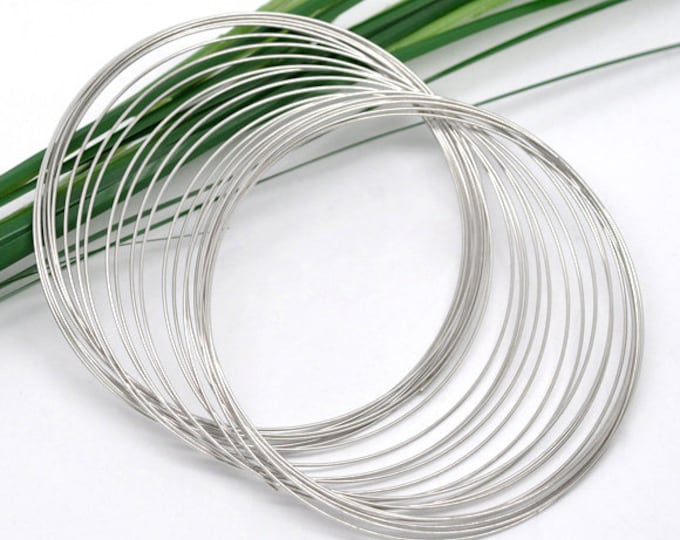 200 Loops Silver Tone Steel Memory Wire 65-70mm/.6mm  (A261a/bu16)