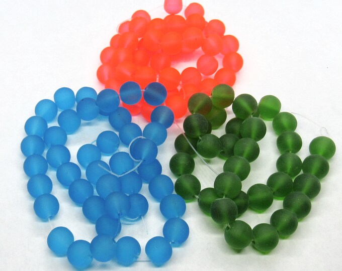 Choice of Color 1 Strand 10mm Frosted Round Glass Beads (A208n-p)