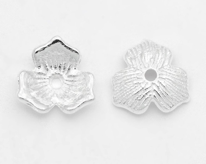 50 Silver Tone 3 Petal Alloy Bead Caps 11x2.5mm (A308a)
