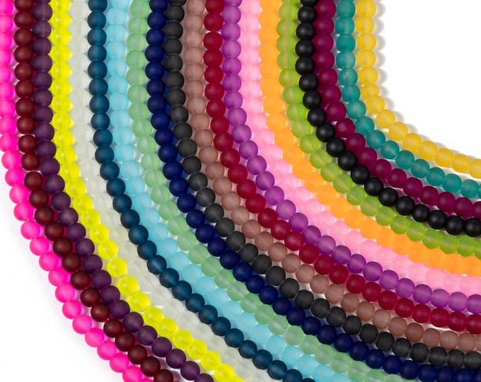 Choice of Color 1 Strand 8mm Assorted Color Frosted Glass Beads (455)