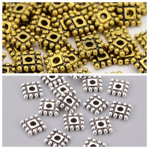 50 Choice of Color 7x7mm Alloy Square Spacer Beads  (A222c/366g)