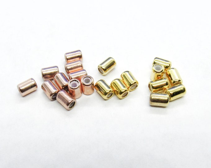 10pcs Gold Plated Copper Cylinder Spacer Slider Clasp Beads  (A108i)