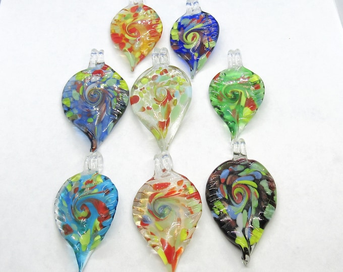 Choice of Color 1 Handmade Goldsand Leaf Lampwork Pendant 69x44x6mm (A97a-c)