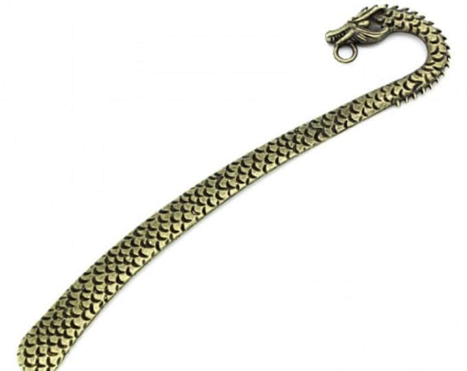 2 Antique Bronze Dragon Tibetan Alloy Bookmark Findings 123mm (A364d)