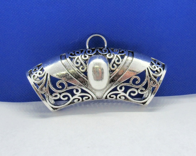 1 Antique Silver Alloy Wrap Scarf Bails w/Scroll Design 10.2cm (A28e)