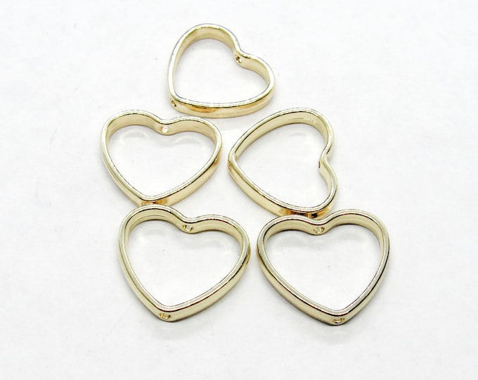 5 Gold Plated Heart Shaped Bead Frames 20x17mm  (A210m)