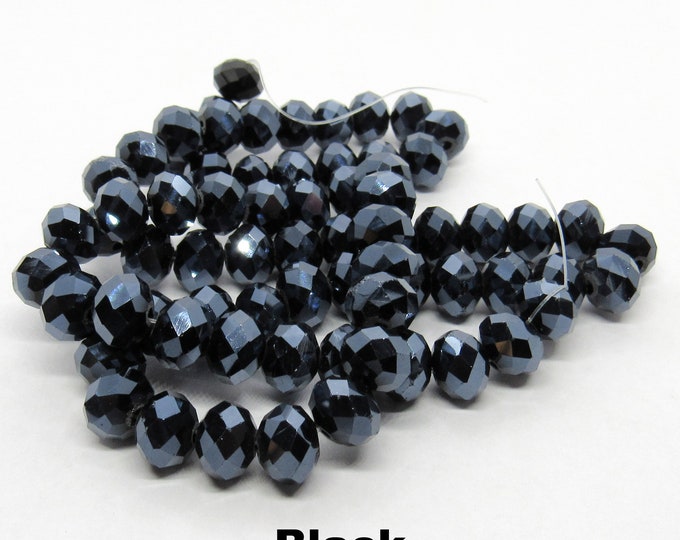 1 Strand 8x6mm Choice of Color  Pearl Luster Plated Faceted Glass Rondelle Beads (A11k/72L)