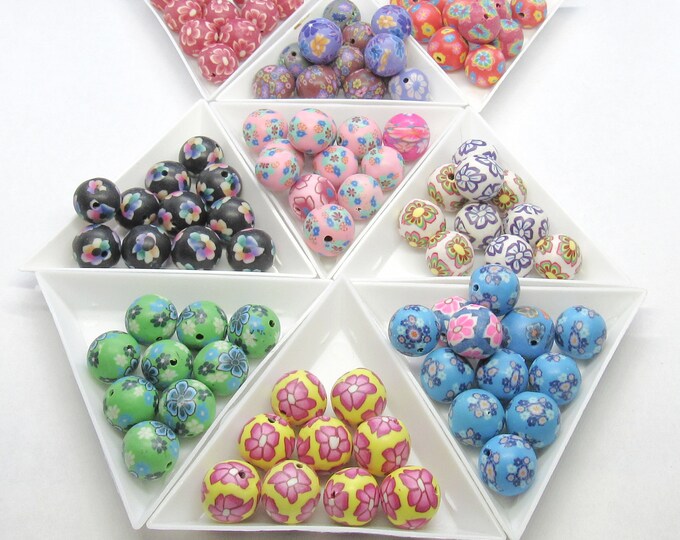 20pcs Choice of Design 11-12mm Handmade Round Polymer Clay Beads (A377h-q)