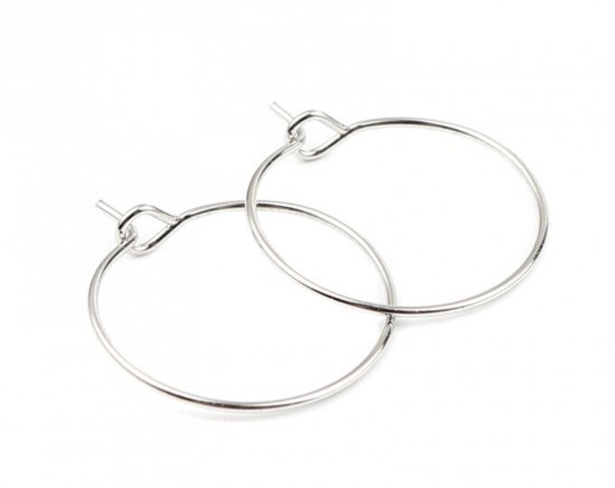 20 Silver Tone Alloy Wine Glass Charm Round Hoops 24mm  (A362f)