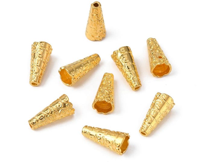 20 Antique Gold Tone Alloy Bead Cap/Cones 17.5x8.5mm (A473h)