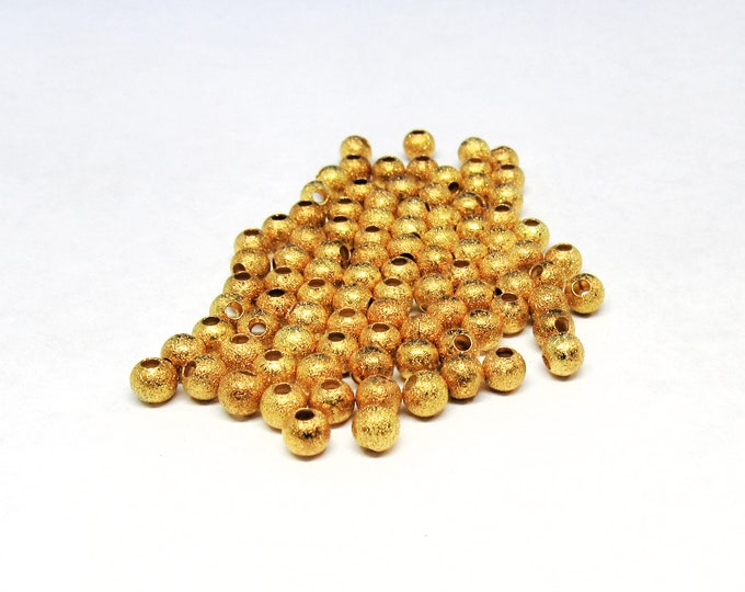 10G (approx 100) Gold Color Plated Brass 4mm Stardust Spacer Beads  (A224e)