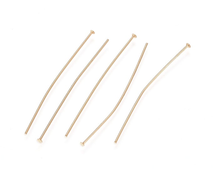 24K Read Gold Gold Plated Stainless Steel Head Pins 4.5cm (23G) (A220b)