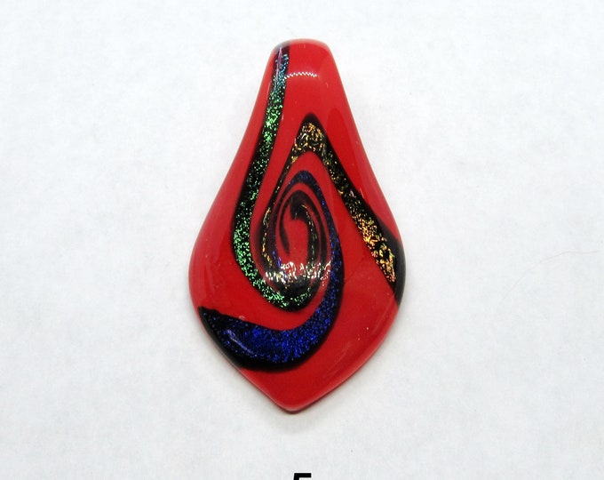 Red Design 1 Handmade Gold Sand/Silver Foil Lampwork Pendant  (A97f)