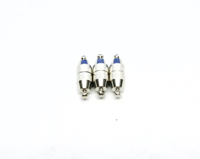 3 Platinum Tone Brass Cylinder Magnetic Clasps 18x6mm  (A129m)