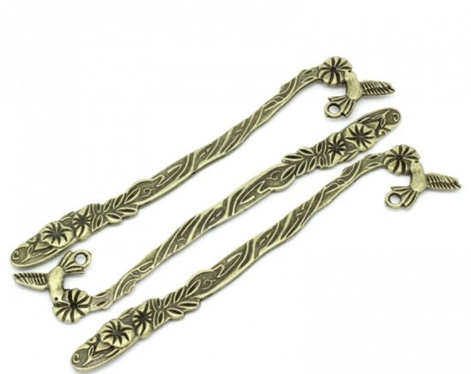 3 Antique Bronze Tibetan Alloy Bookmark Findings 125mm (A116i)