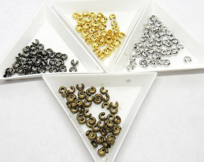Choice of Color Tone 50 PCs Brass Crimp Bead Covers 4mm  (A264a-d)