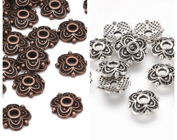 Choice of Color Tone 50 Pcs Alloy Flower Bead Caps 8x8mm (A272c/368i)