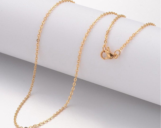 5 (304) Stainless Steel Gold Plated Cable Chain Necklaces 17.75" (A241g)