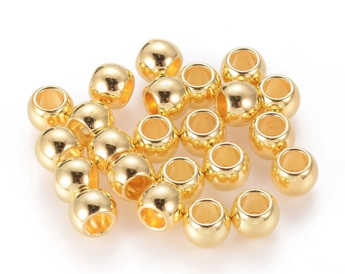 25 Gold Tone Alloy 7x6mm Alloy Drum Spacer Beads (A355g)