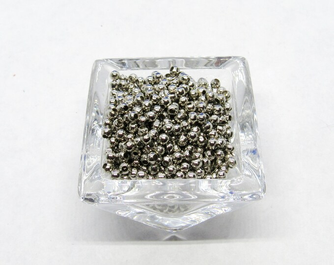 20g (approx 800) 2.5mm Platinum Tone Alloy Round Spacer/Crimp Beads  (A75d)