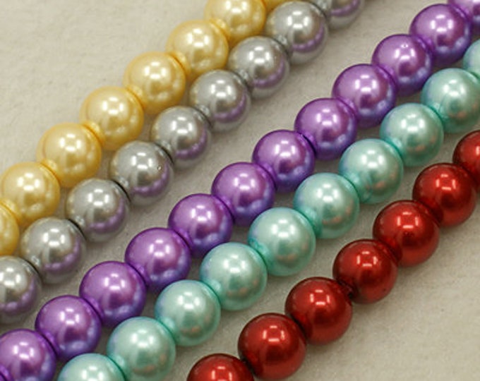 1 Strand 4mm Choice of Color Glass Pearl Beads (119/130h-j)