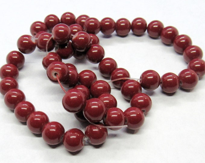 1 StrandChoice of 8 or 6mm Round Baking Painted Glass Beads - Firebrick (A62a/b)