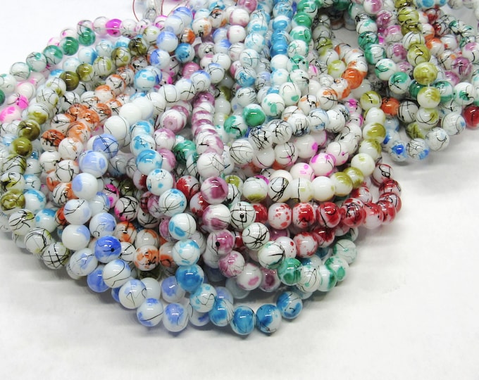 Choice of Color 1 Strand 8mm Round Baking Painted Drawbench Glass Beads (A105a-i)