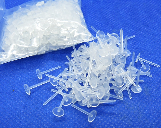 5G Approx 150 Pr (300pcs) Environmental Plastic Flat Top Stud Earring Findings 3mm (A220a)